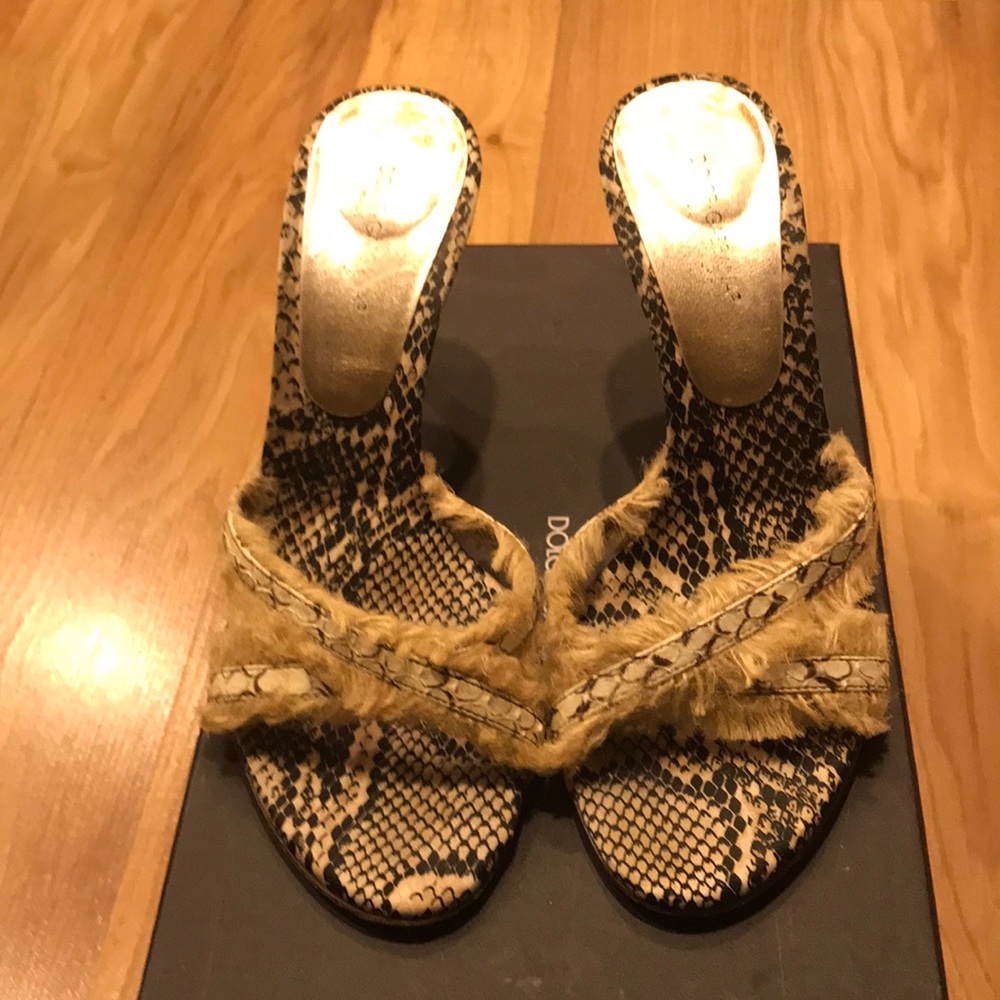 Dolce & Gabbana Snakeskin Slip On Sandals